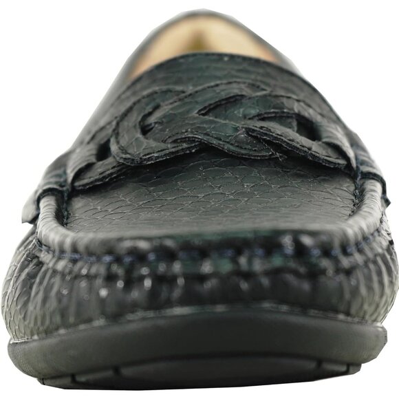 Women Black 6 Faux Leather Round Toe Removable Insole Wedge Slip-On Loafer - Picture 7 of 8